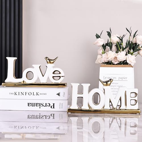 Decoración Escultura Love y Home en Cerámica Blanca miniatura 2