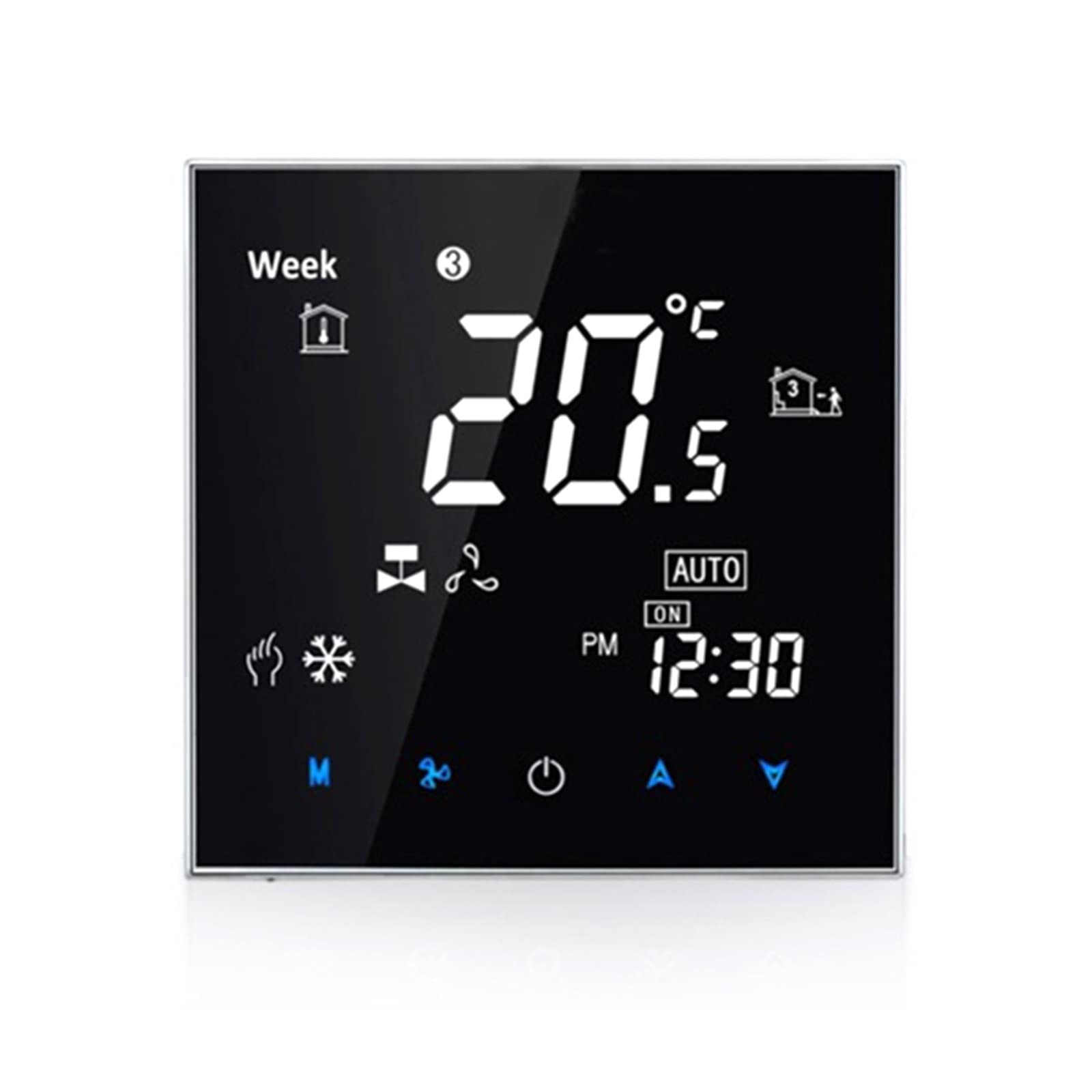 Inteligentny termostat, Tuya Centralny klimatyzator termostat kontroler temperatury bezprzewodowy oszczędność energii(Nero)