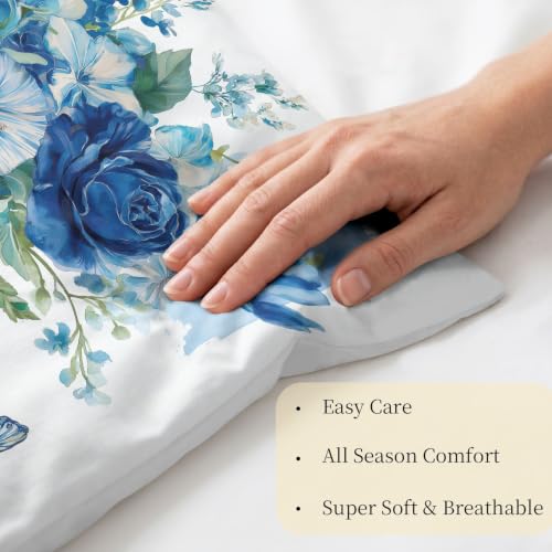 Parure de lit réversible avec housse de couette aquarelle floral et océan - 6