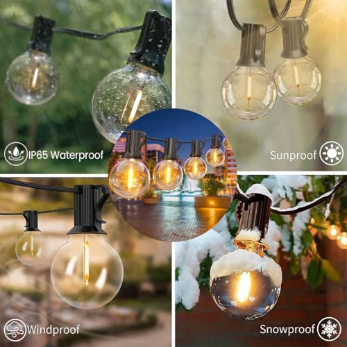 Image of G40 Outdoor String Lights 25ft Decorative LED Bulbs IP65 Waterproof Shatterproof Indoor /Outdoor Lighting 0.6W Energy Saving Hanging Light for Backyard Terrace Garden Balcony (25+2 Bulbs)