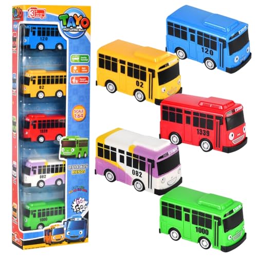 MIFKLMV - Bus Toy, School Bus Vehicles with Box, Children's Cars Playset,Friction-Powered Automobiles, 5PCS Pull Back Vehicles Model Car, Pull Back Toy Accessories Kids Gifts for Girls and Boys Ages 3 and Up-D