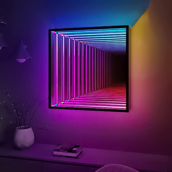 Casa Di Lumo Infinity Square Mirror - LED Wall Lamp, Geometric RGB