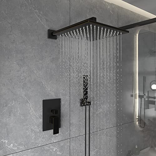 Bwe Shower Faucets Sets 10 Inch Square Bathroom Luxury Rain Shower Head With Handheld Spray Wall Mounted Oil Rubbed Bronze Shower System Rough-In Valve Body And Trim Included #TOP3