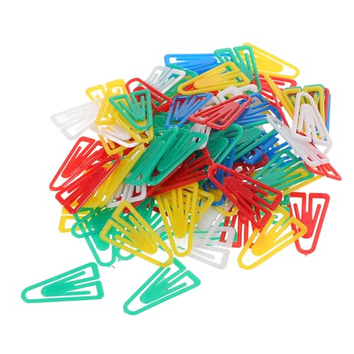 HOMOBABE 100個 彩色多状不規則三角形ペーパークリップ 小型多用途クリップ 書類整理に便利なファイル用プラスチック製文房具