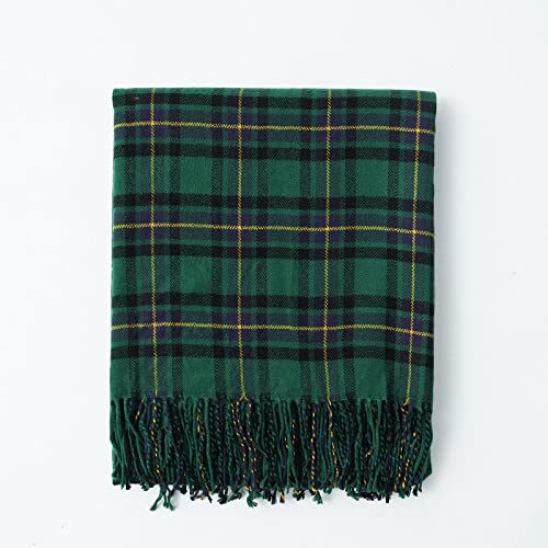Buffalo Plaid Throw Blanket For Couch Farmhouse Check Style - Soft Cozy Lightweight With Tassels For Bed Sofa Living Room Home Office Outdoor - 50 X 60 Inches - Forest Green #TOP4