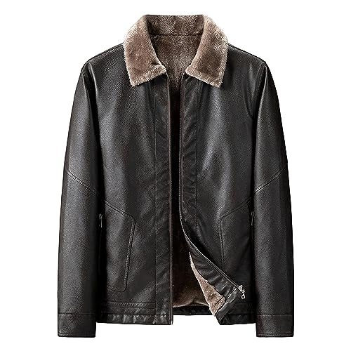 Manteau bomber épais en cuir et col fourrure d'une finition premium