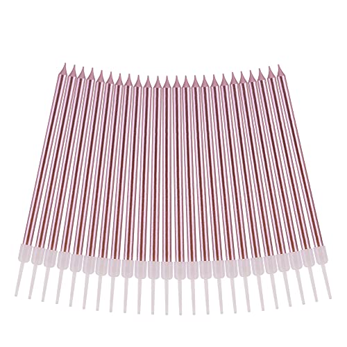 Image of PHD CAKE 36-Count Rose Gold Long Thin Metallic Birthday Candles, Cake Candles, Birthday Parties, Wedding Decorations, Party Candles, Cake Decorations