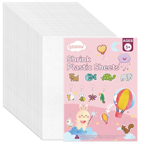 30 Pieces Shrink Plastic Sheets Shrink Dink Sheets Sanded Shrink Film Papers Shrink Art Paper for Crafts DIY Keychain Making Kit (5.8 X 4.1 inch)