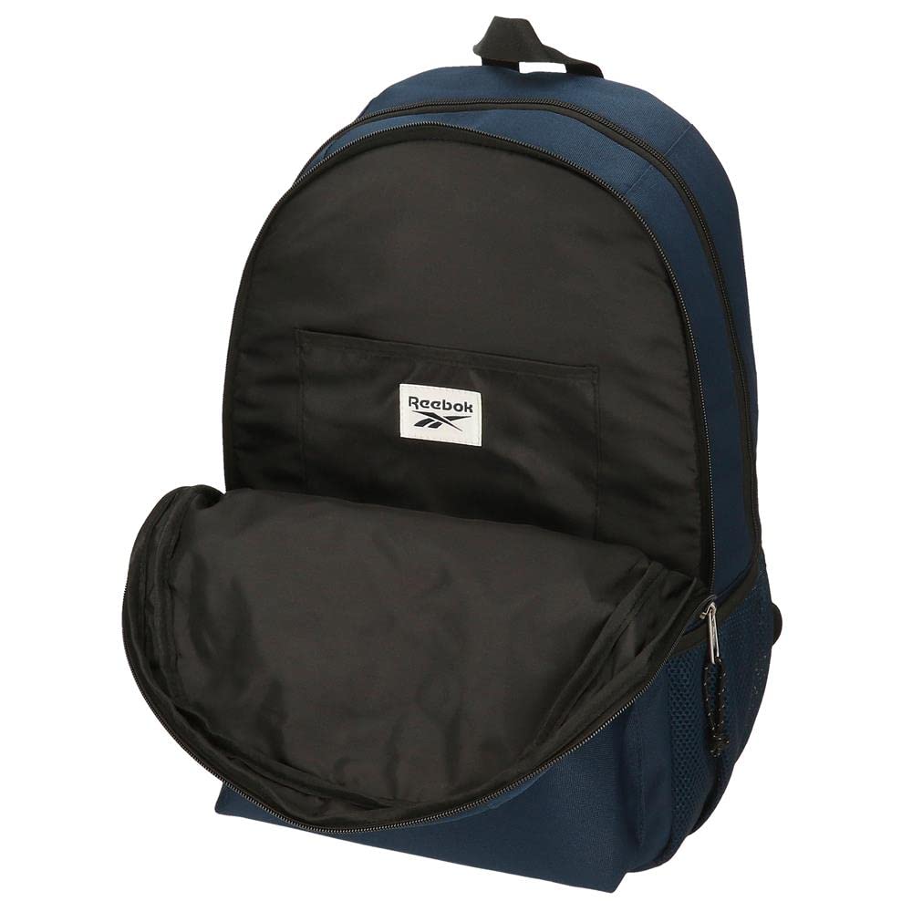 Reebok Boston, mochila escolar, mochila negro y azul fabricada en poliéster, Tirantes anchos, ergonómicos y acolchados, varios compartimentos, de Joumma Bags