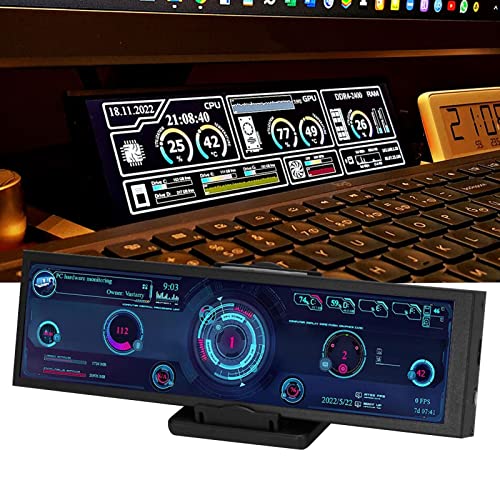 Image of Dpofirs 8.8 Inch CPU Hardware Temperature Monitor External Expansion Display, PC Temp Monitor 1920x480 60Hz for AIDA64 PC Sensor Panel Display CPU GPU SSD Data Temperature Monitor, 8.8 inch Black