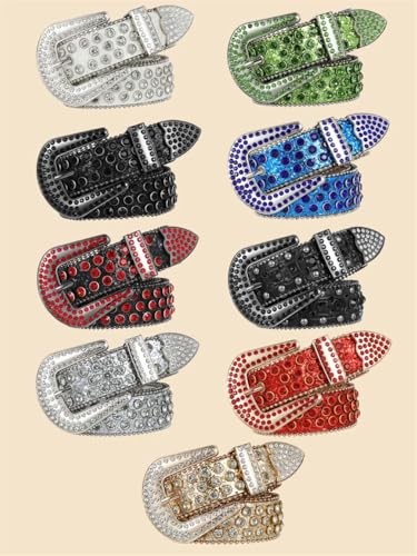 Men Women's Western Belt Rhinestone Embedding Decorative Pu Wide Belt2