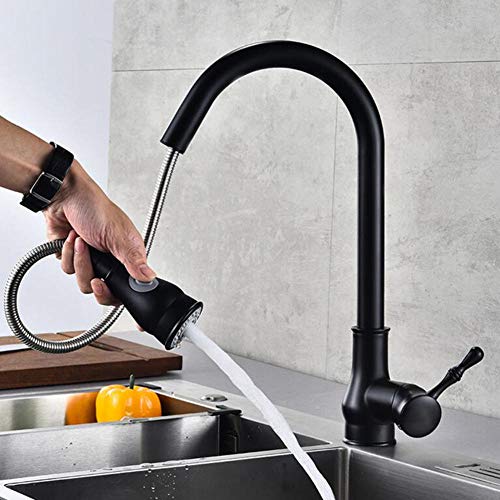 Robinet de cuisine noir avec douchette et 2 modes d'eau chaude froide - 7