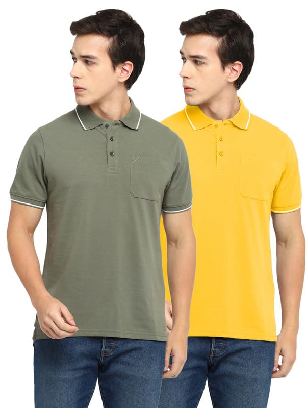 AMERICAN CREW Polo Collar T-Shirts with Pocket Combo Pack of 2