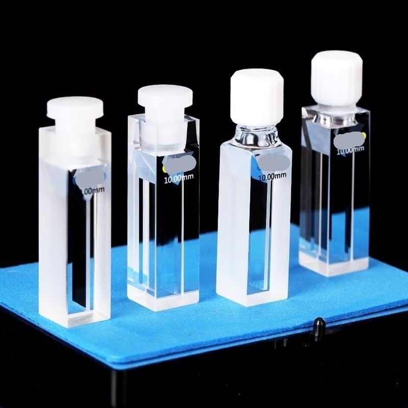 Quarzzelle mit Stopper, 350 µl Volumen, 10 mm Weglänge, hervorragende Durchlässigkeit für präzise Experimente, 1 Stück (02) Stopper)