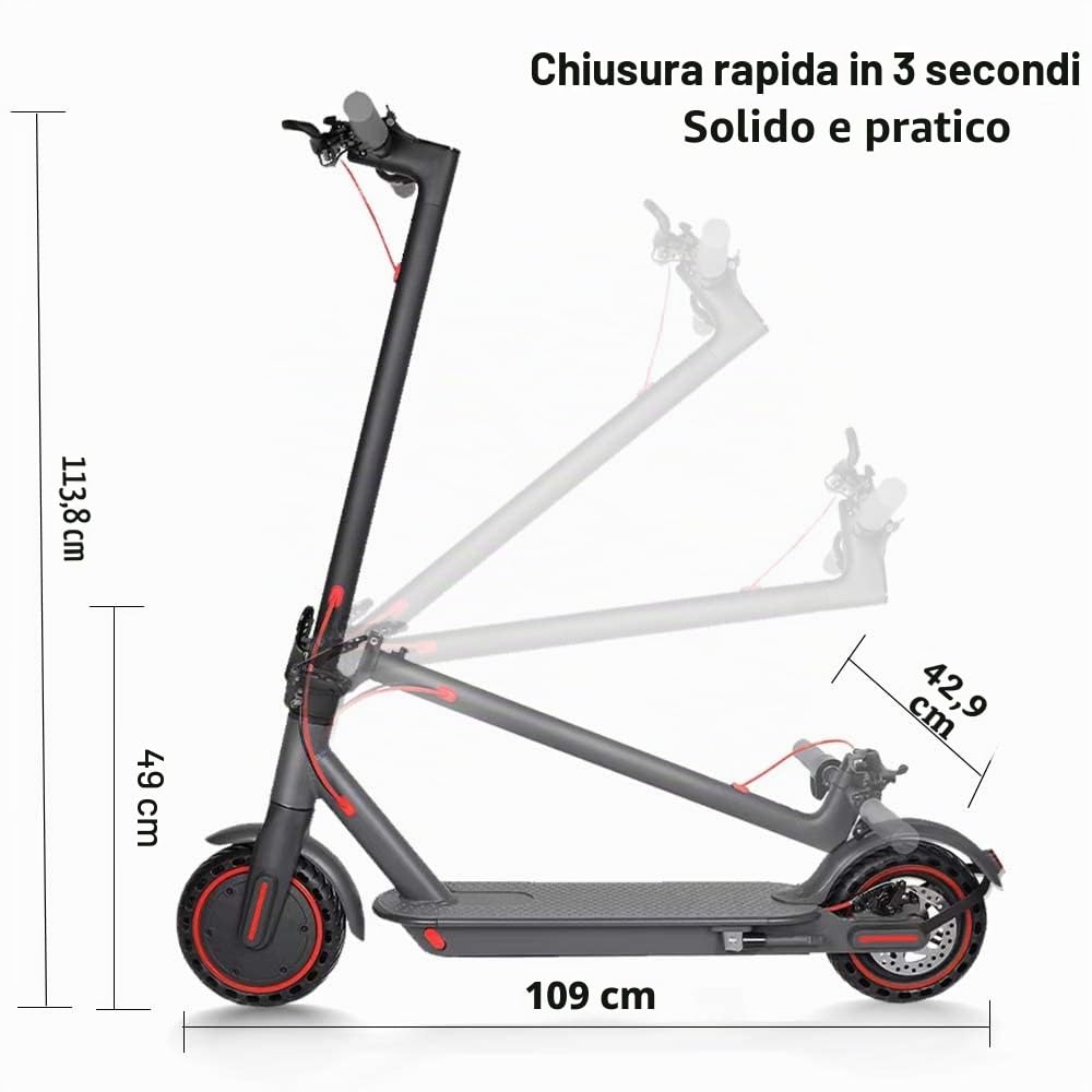 Monopattino Elettrico 8,5" Monopattino elettrico pieghevole in lega di alluminio,30Km di Autonomia, Velocità Massima 25 km/h, 3 Impostazioni di Velocità, Controllo App,Carico Massimo 120KG