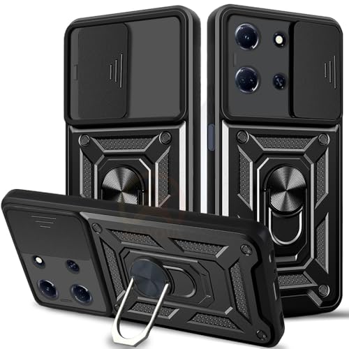 Image of Armor Bumper Back Cover Case for Infinix Note 30 5G | Rotating Camera Cover, Ring Holder & Kickstand | Heavy Duty & 360 Degree Protection Infinix Note 30 5G Back Cover (Black)