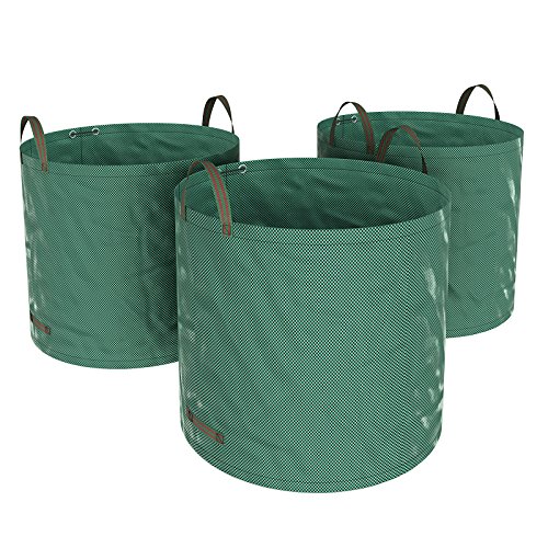Preisvergleich Produktbild SONGMICS 3er Set Gartensack, 300L Gartenabfallsack, Abfallsack für Gartenabfälle, faltbar, Grün GTS300GNV1