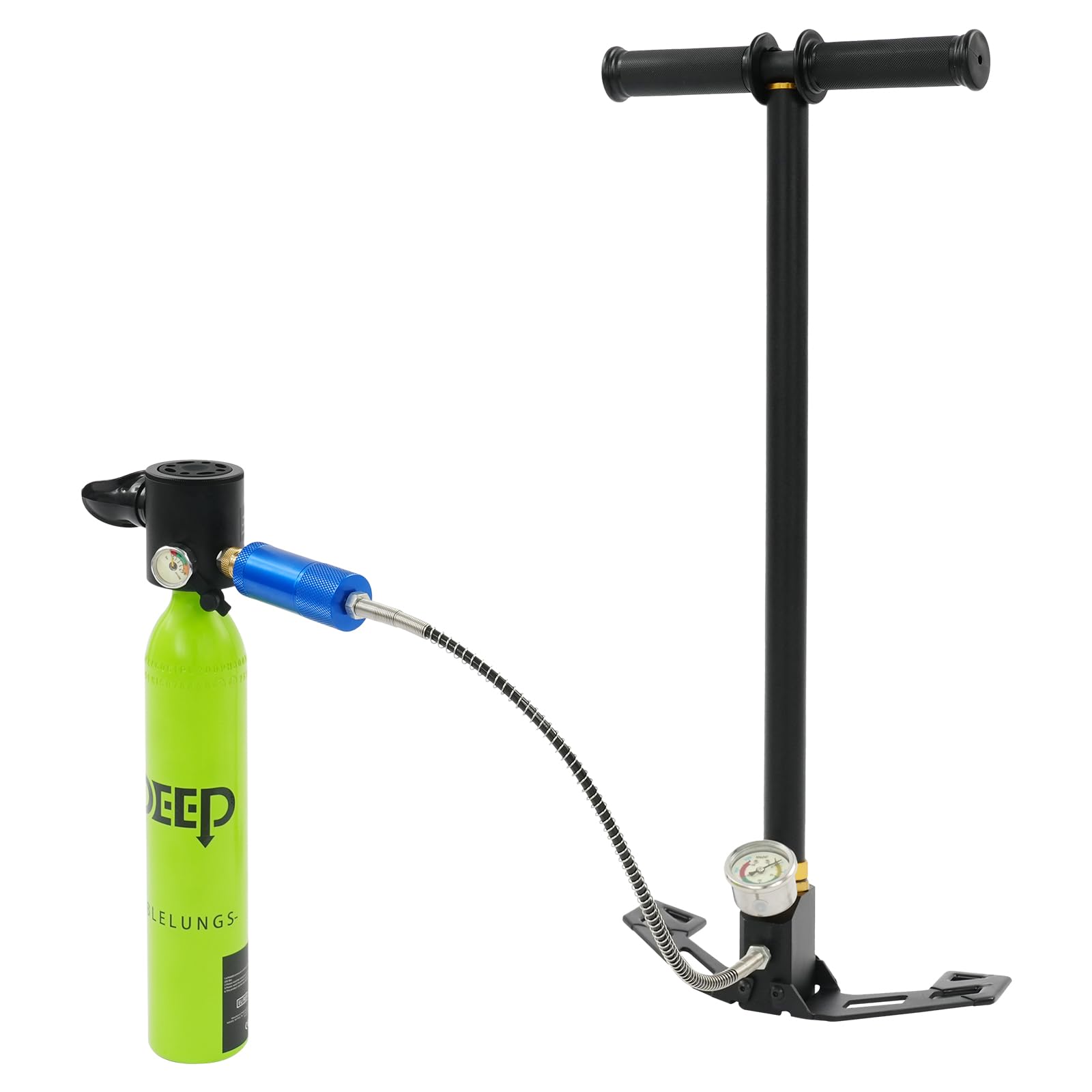 0.5l Tauchflasche, Mini sauerstoffflasche mit Vollgesichts-Schnorchelmaske, Tragbare Mini-Tauchflasche, Reicht für 5-10 Min, Mini Tauchflasche mit Pumpe für Reisen und Tauchen