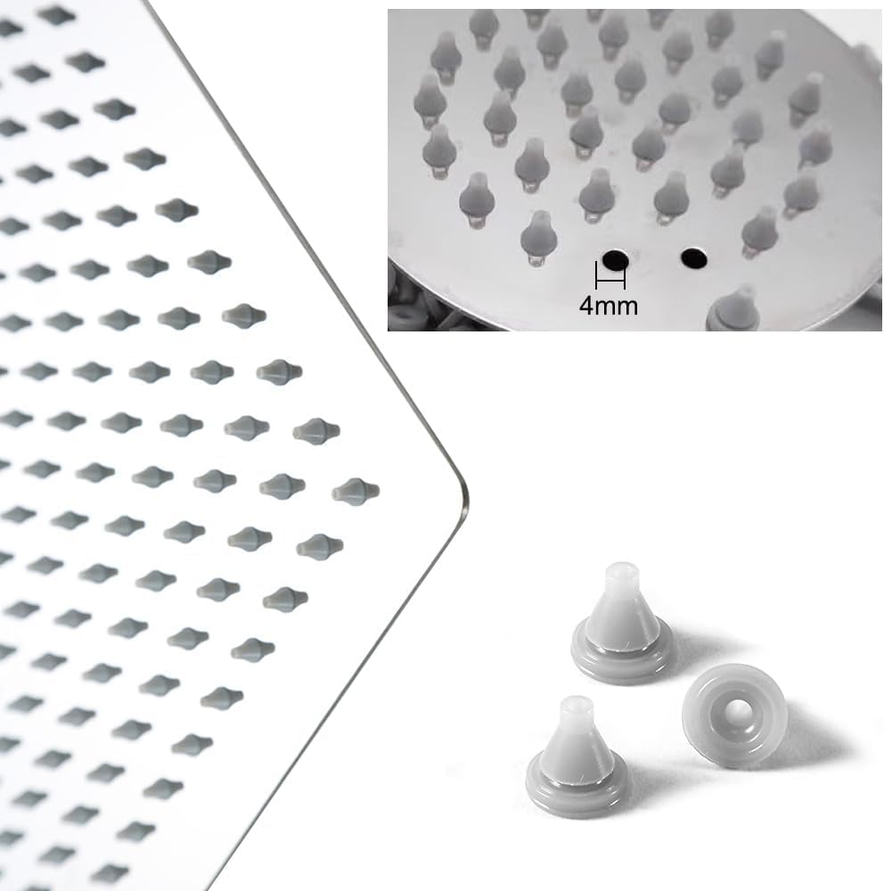 100 Boquillas De Repuesto De Silicona Para Cabezal De Ducha | Diámetro Universal De 4 Mm En Color Gris | Fáciles De Instalar Y Duraderas