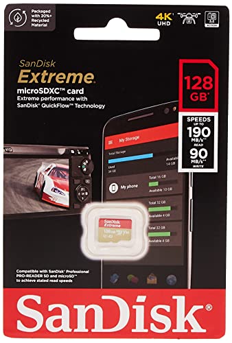 Image of SanDisk Extreme microSD UHS I Card 128GB for 4K Video on Smartphones,Action Cams 190MB /s Read,80MB /s Write & Ultra Dual Drive Go USB Type C Pendrive for Mobile (Black, 128 GB, 5Y - SDDDC3-128G-I35)