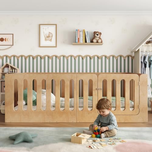 Image of Bellemave Twin Montessori Floor Bed Frame,Natural