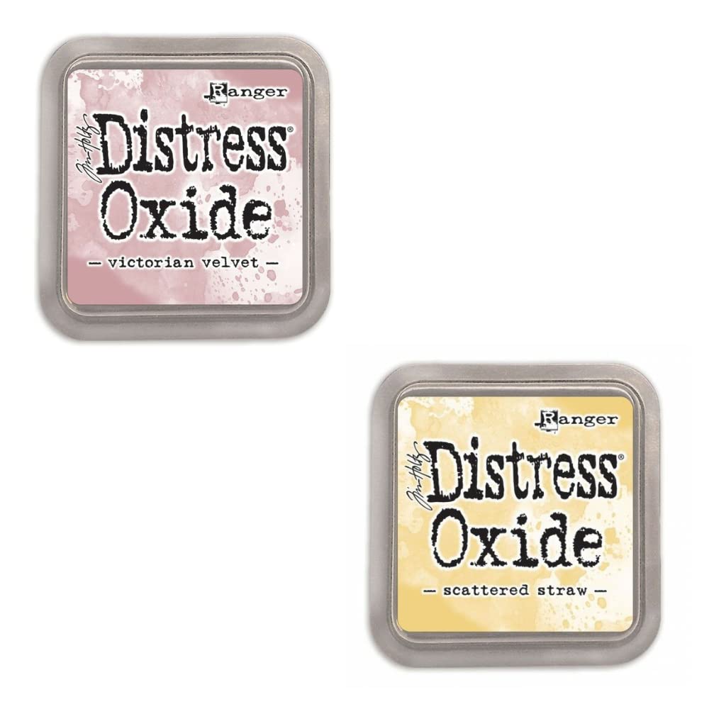 Kit de 12 Tintas de Fusión de Pigmento y Tinte con Tampón de Fieltro | Acabado Efecto Mate | Distress Oxide de Ranger - Diseñadas por Tim Holtz | Número de Kit 5 | Tamaño Aprox. 7,6 x 7,6 cm (3" x 3")
