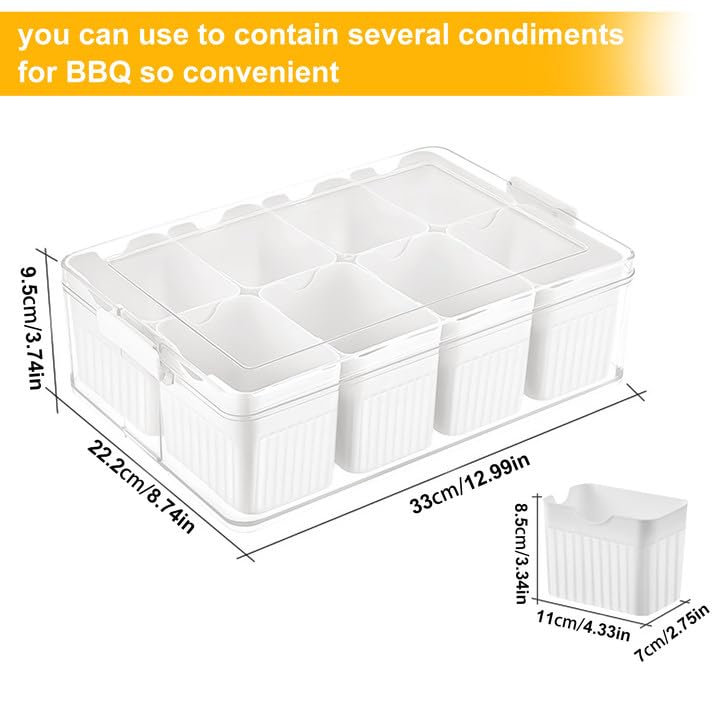 Kepuarm Vassoio per Snack, Vassoio da portata quadrato in diviso con coperchio, 8 contenitori per snack con scomparti, piatto da portata per snack, frutta, verdura, caramelle (8 Compartment-01