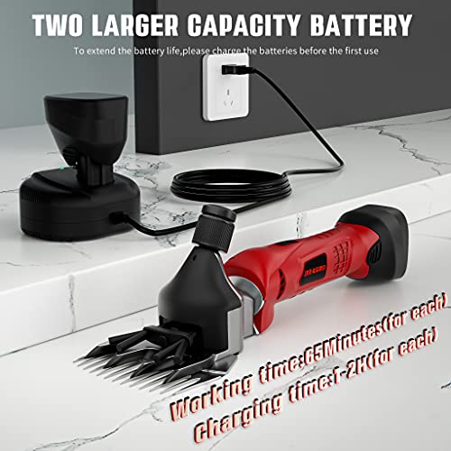 500W Cordless Sheep Shears, Professional Electric Sheep Shearing Clippers with 2 PCS Rechargeable 2 Ah Lithium Battery, Heavy Duty Animal Clippers for Alpacas Goats Cattle Farm Livestock Pet 500W Cordless Sheep Shears, Professional Electric Sheep Shearing Clippers with 2 PCS Rechargeable 2 Ah Lithium Battery, Heavy Duty Animal Clippers for Alpacas Goats Cattle Farm Livestock Pet