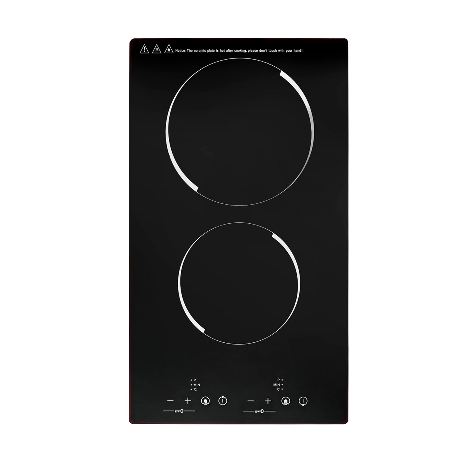 2 Burners Electric Ceramic Cooktop, 110V Countertop & Built-in Electric Stove Top, Child Safety Lock, Sensor Touch Control, 9 Heating Levels with Plug