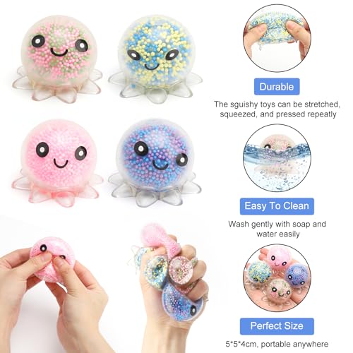 6 Stück Octopus Stressball Taba Squishy Ball Anti Stress Bälle Squeeze Toy Antistressball Quetschball Antistress Spielzeug Antistressbälle Stressabbau Quetsch Spielzeug für ADHS Kinder Erwachsene