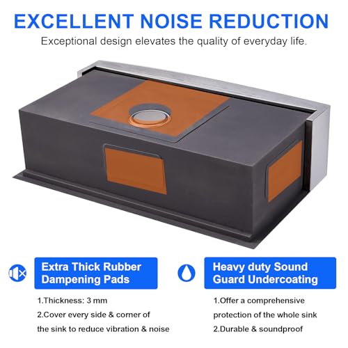 Image of 33 Inch Farmhouse Sink, 33x20 Stainless Steel Undermount Single Bowl Apron Front Handmade 16 Gauge 9 inch Deep Farm Kitchen Sink Workstation with Accessories