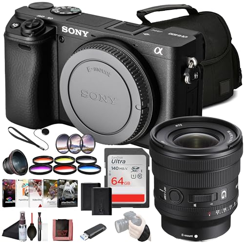 Sony α6400 APS-C Mirrorless Camera (ILCE-6400/B) – Real-Time Eye AF, 11 fps, 4K, Flip-Up Screen, Lightweight, Vlog-Friendly | Sony FE PZ 16-35mm Lens, Filter Kit, Wide Angle Lens and More