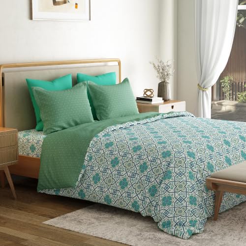 Image of Mytrident Bedsheet for Double Bed King Size |108 inch x 108 inch | Flourish Blue
