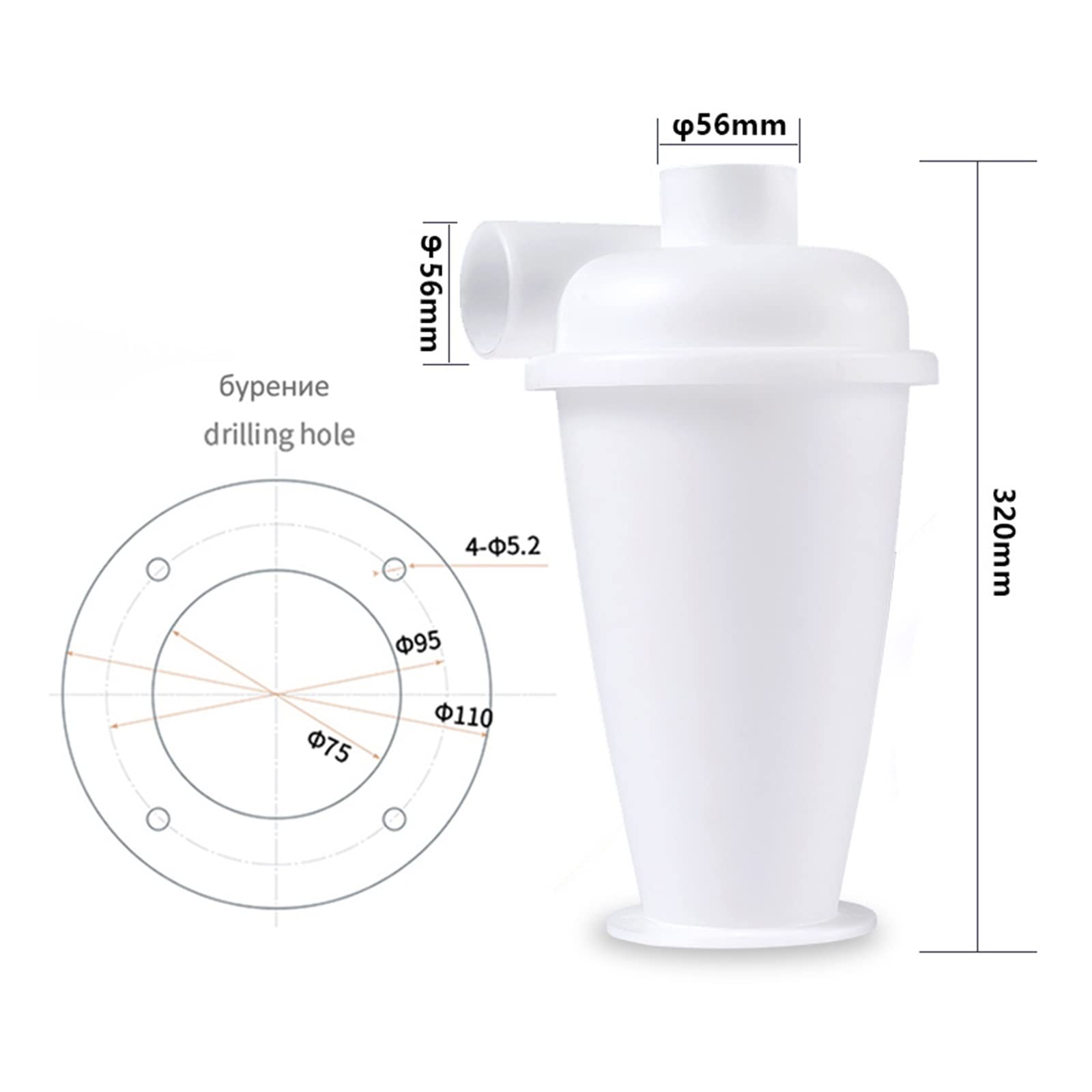 SUPENG Kompatibel mit Zyklon-Staubsauger. Staub-Deputy-Zyklon-Abscheider-Set, kompatibel mit Nass-/Trocken-Werkstatt-Staubsaugern (Color : Bianco)