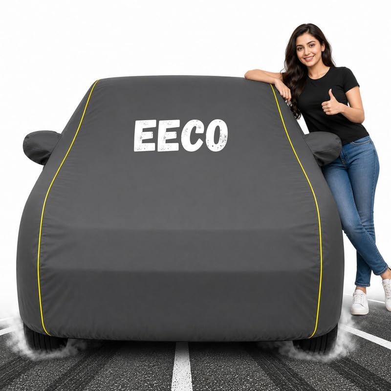 Image of Custom Fit Grey 100% Waterproof Eeco Car Cover | Polyester Car Body Covers for Rain & Sun | UV Protection, Dustproof, Scratch Resistant, Windproof, Heat Resistant