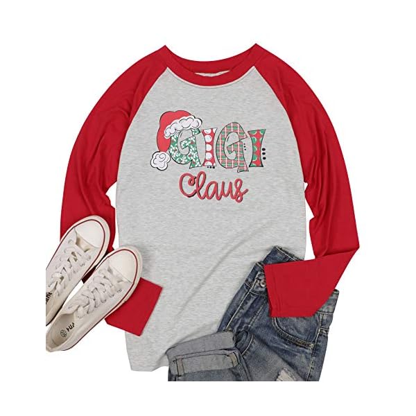 Grandma-Claus-Shirt-Women-Funny-Christmas-Graphic-Tee-Casual-Raglan-Splicing-Long-Sleeve-Pullover-Tops-Gigi-Shirts Grandma Claus Shirt Women Funny Christmas Graphic Tee Casual Raglan Splicing Long Sleeve Pullover Tops Gigi Shirts Red