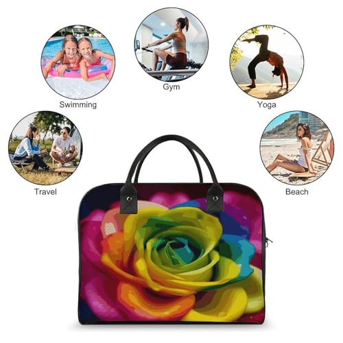 Bolso Tote Rainbow Flower con cierre y correa ajustable miniatura 4