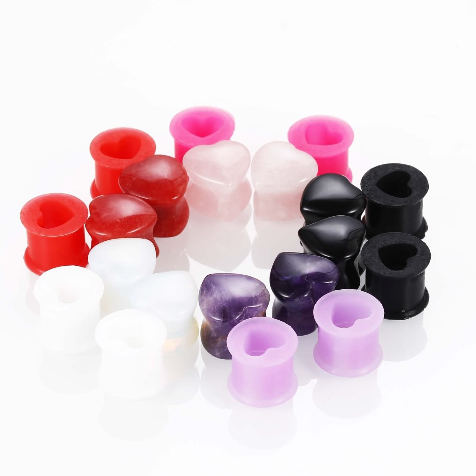 20 Stück Knorpel Ohrpiercing, Silikon Plug Ohr Bunt Herzförmiger Stein und Creolen
