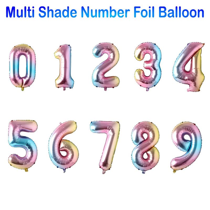 Image of Multicolor 32 Inches 0 Numbers Shape Large Big Foil Helium Balloons For Party Decorations In Happy Birthday Anniversary Office Items Materials Set Pack, Pack Of 1