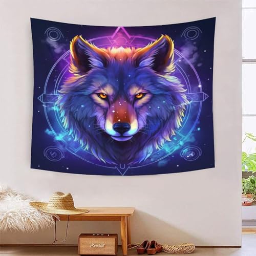 Tapisserie de décoration murale loup en tissu pour créer un salon cosy