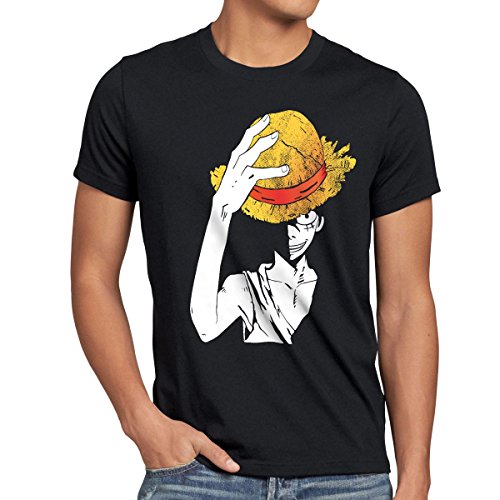 style3 Luffy chapéu t-shirt para homem t-shirt - M PRETO