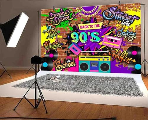 Fondo Fotográfico Hip Hop 10X8FT Graffiti Ladrillo Retro miniatura 3