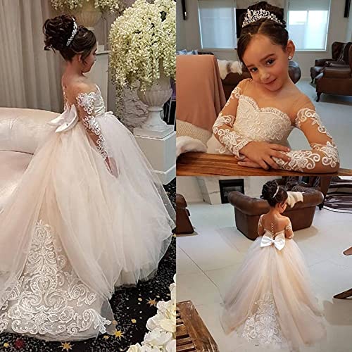 MuchXi Lovely Lace Flower Girls Dresses Kids First Communion Dress Princess Wedding Pageant Ball Gown3