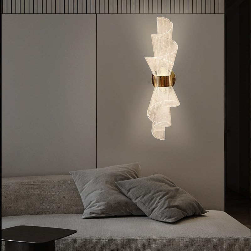 Image of blissbells Modern Designer LED Wall Light for Home Decor | Decorative Spiral Metal Wall Lamp with Warm White Light | Luxury Indoor Wall Sconce for Living Room, Bedroom & Hallway