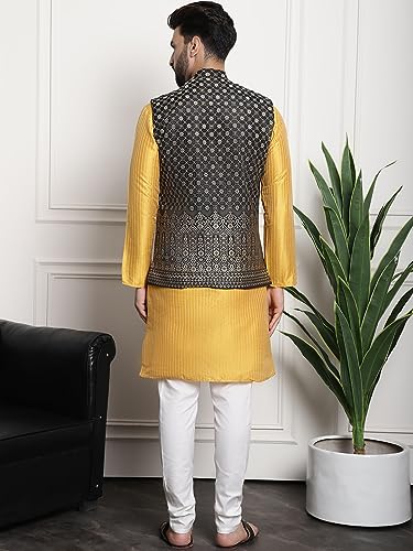 Image of SOJANYA (Since 1958 Men's Silk Blend Kurta and Pyjama with Nehru Jacket