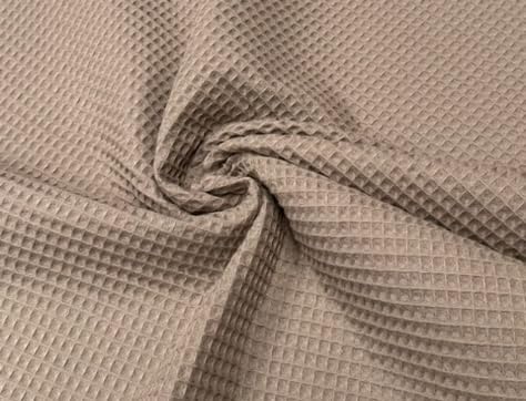 Cotton Waffle Pique Honeycomb Fabric - Bathrobe Gown Towel Cushion Kitchen Cloth Material - 150cm Wide - Sold by The Yard - Taupe Brown
