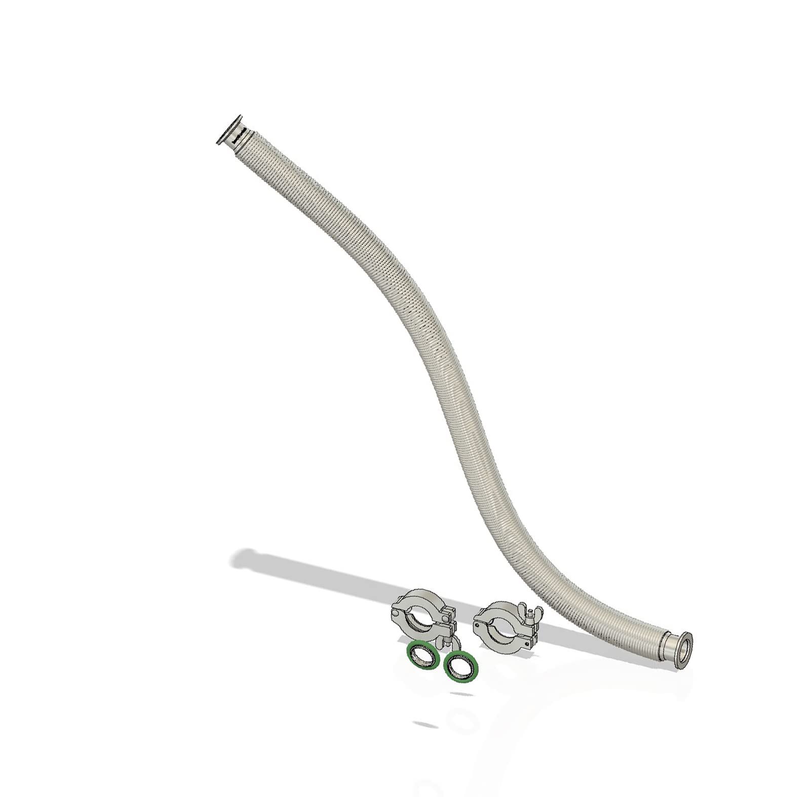 bmotiontech ISO-KF KF25 - Juego de mangueras de fuelle flexibles corrugadas con 2 abrazaderas de aluminio, 2 anillos de centrado SS / 2 anillos tóricas FKM (8 pies KF25)