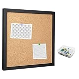 Corkboards for Wall, Cork Board Bulletin Board for Walls with Frame Cork Board Tiles,12'X 12' Thick Square Wall Tiles Small Framed Cork Tiles for Office,School, Home Holiday Decor (Black, 12 * 12)