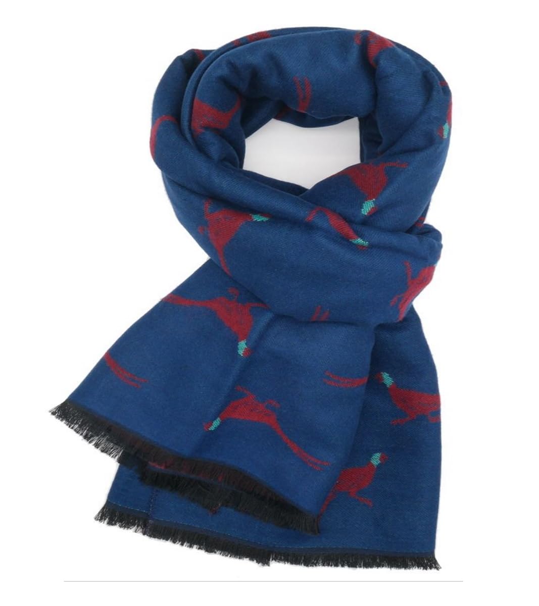 Lilyrosa Women's Blue Red Pheasant Winter Scarf Reversible Cosy Warm Blanket Shawl Scarfs Navy Blue Green Grey Red Pink (Blue Red)