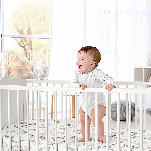 Image of Sweet Jojo Designs Floral Leaf Boy Girl Gender Neutral Baby Fitted Crib Sheet Set for Infant Newborn Nursery Toddler Bed Room Standard Mattress 2p Ivory Beige Taupe Boho Bohemian Watercolor Woodland